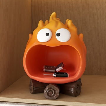 Bandeja de Almacenamiento de Resina Calcifer Flame - Soporte Contemporáneo para Llaves y Brochas de Maquillaje para Entrada, Dormitorio o Estudio, Cestas de Estante