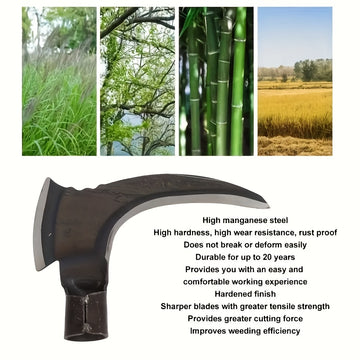 Guadaña de Doble Corte Resistente - Construcción Metálica Reforzada con Hoja Afilada para Cortar Árboles, Leñar, Jardinería y Cosecha - Herramienta Profesional para Trabajos en el Hogar y Exteriores, Diseño Ergonómico, Durabilidad Maximizada, Ideal para