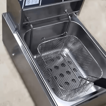 Canasta de Acero Inoxidable con Mango Metálico - Fácil de Limpiar, Plegable y Resistente al Calor | Ideal para Papas Fritas, Alitas de Pollo y Más | Herramienta de Cocina Comercial y Doméstica | Estructura de Malla Duradera | Canasta de Malla Robusta