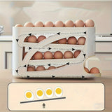 Soporte de huevos giratorio de 4 niveles - Diseño de puerta lateral que ahorra espacio, puede contener 30 huevos, acabado brillante y liso, asa conveniente, adecuado para almacenamiento en cocina y refrigerador | Accesorio de cocina moderno | Material pl