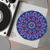 1pc RSHUBINO Alfombrilla Bohemia Mandala para Tocadiscos - 12 Pulgadas, 3mm de Grosor Antideslizante y Anti-Estática, Diseño Floral Azul Vibrante sobre , Mejora la Calidad del Sonido, Regalo Perfecto para Amantes de la Música y Aficionados a los DJ, Acce