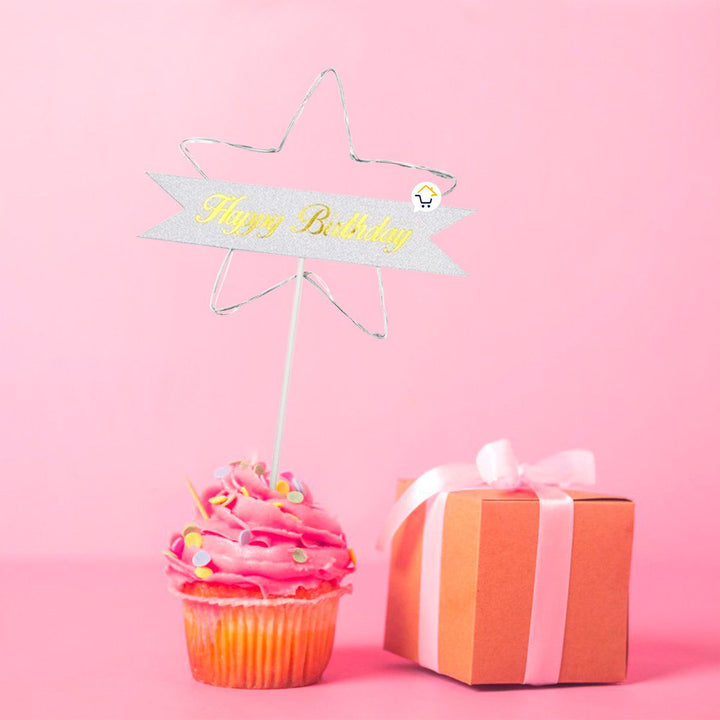 Estrella Feliz Cumpleaños Pastel Topper de Tortas Decoración Luz Led RF WB5