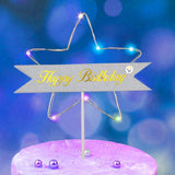Estrella Feliz Cumpleaños Pastel Topper de Tortas Decoración Luz Led RF WB5