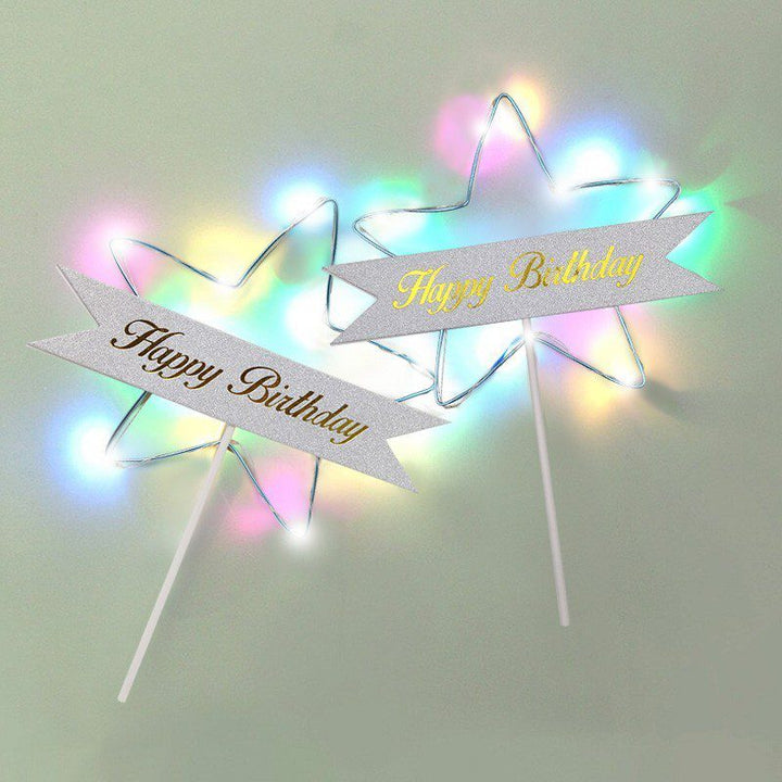 Estrella Feliz Cumpleaños Pastel Topper de Tortas Decoración Luz Led RF WB5
