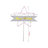 Estrella Feliz Cumpleaños Pastel Topper de Tortas Decoración Luz Led RF WB5