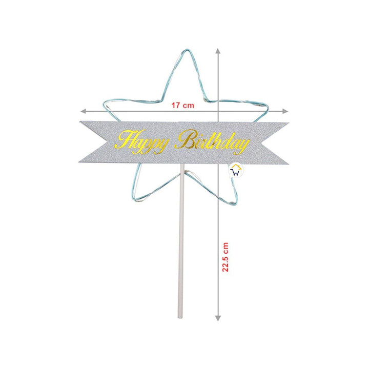 Estrella Feliz Cumpleaños Pastel Topper de Tortas Decoración Luz Led RF WB5
