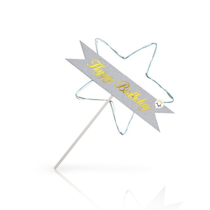 Estrella Feliz Cumpleaños Pastel Topper de Tortas Decoración Luz Led RF WB5