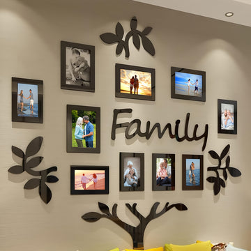 1 Juego de Decoración de Árbol Genealógico de Familia, Pegatina de Espejo de Acople DIY, Collage de Marco de Imagen, Decoración del Hogar, Adecuado para Sala de Estar, Dormitorio, Comedor, Oficina, Regalo para Nueva Casa, Grande 47x47 pulgadas