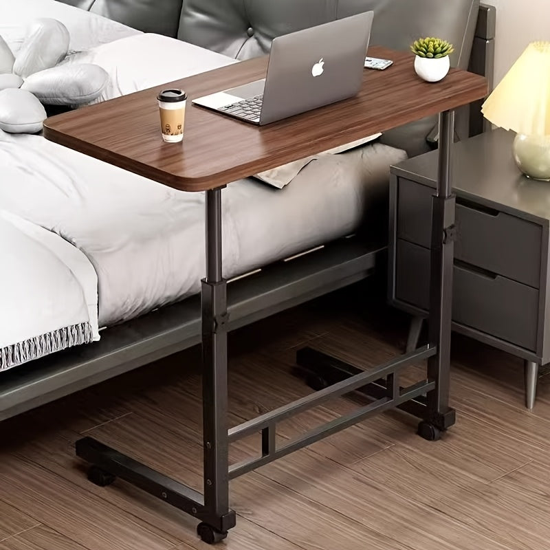 Mesita de Noche Ajustable con Ruedas - Escritorio Moderno y Plegable para Hogar, Oficina o Dormitorio, Madera Duradera y Metal Resistente, Fácil Montaje, Diseño Contemporáneo, Ahorra Espacio