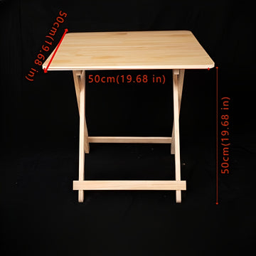 1pc Mesa Plegable Portátil, Madera de Pino Macizo, Escritorio Cuadrado de Madera Dura para Uso en Casa y Oficina, Montaje Fácil, No Necesita Electricidad ni Batería