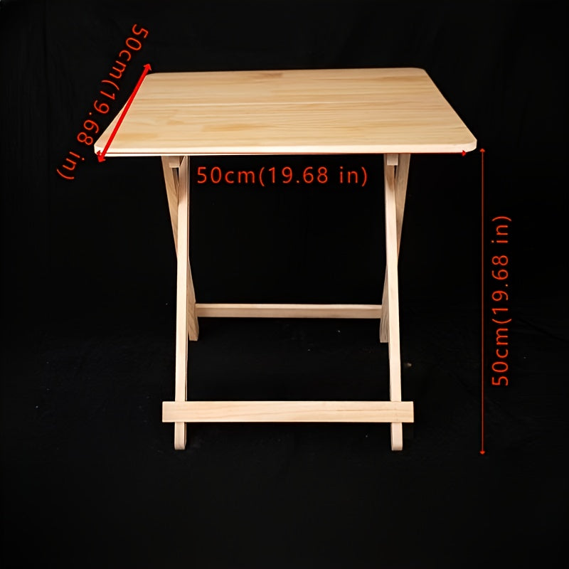 1pc Mesa Plegable Portátil, Madera de Pino Macizo, Escritorio Cuadrado de Madera Dura para Uso en Casa y Oficina, Montaje Fácil, No Necesita Electricidad ni Batería