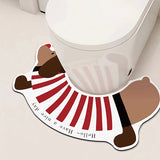 1pc Alfombra de baño linda de dibujos animados en forma de U, alfombra antideslizante de barro de diatomeas y goma suave, tejido de poliéster de secado rápido, hecha a máquina, solo lavado a mano, 1700 g/m² - Alfombra de suelo de baño absorbente de agua