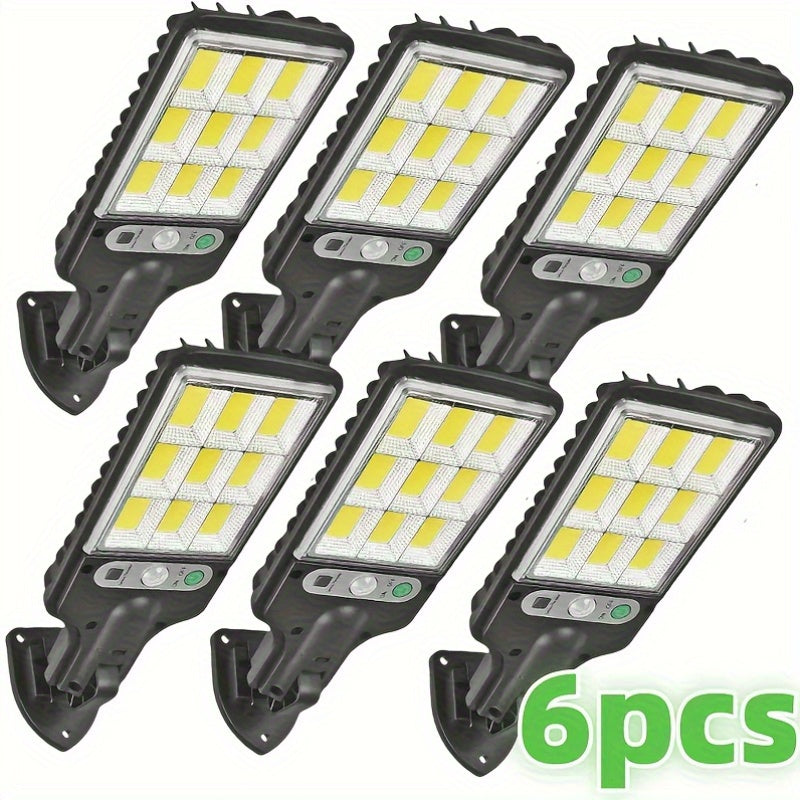 6 paquetes de lámpara solar exterior 108COB con detector de movimiento, luz de jardín, iluminación LED exterior con energía solar, luz solar para calle con sensor de movimiento