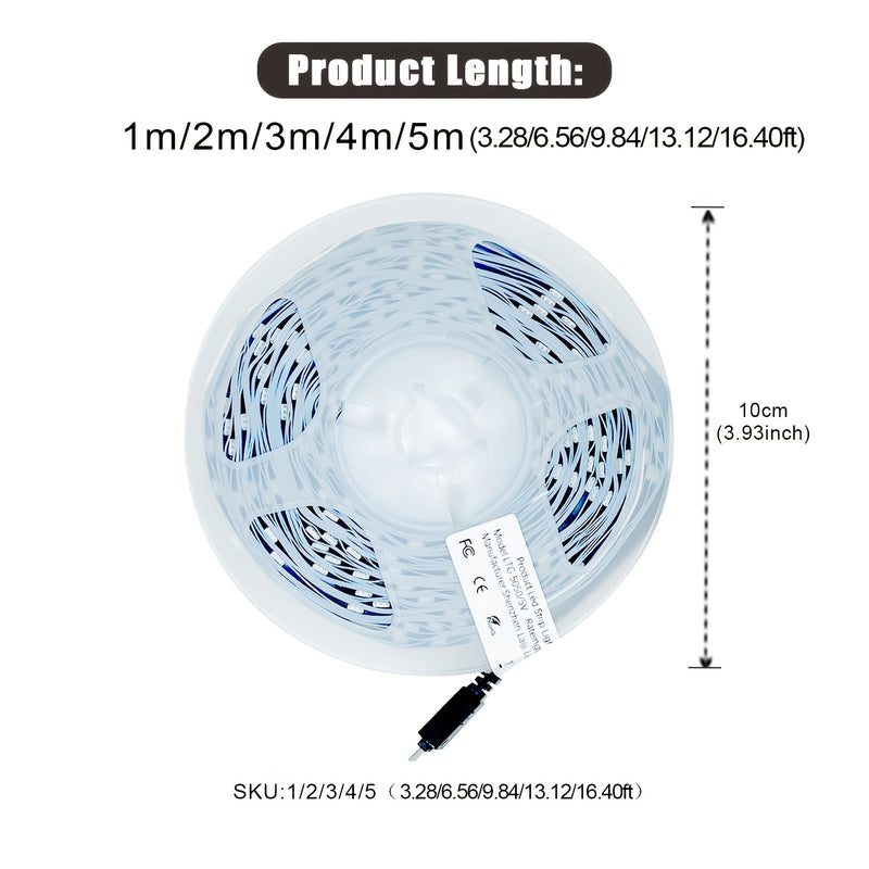 Tira de luces LED para decoración de habitación, con conexión USB 5V, 1m/3.28ft-5m/16.4ft, luces inteligentes con control remoto de 24 teclas, fácil instalación, ideal para dormitorio, escaleras y cocinas