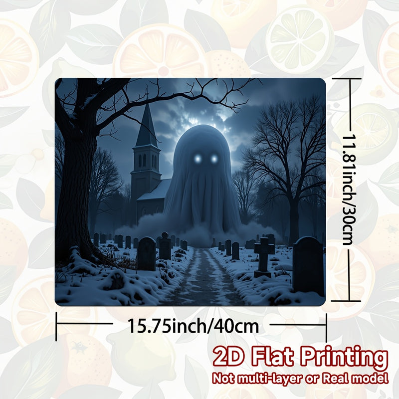 1pc Protector de Estufa para Halloween - Diseño Cementerio Espeluznante, Alfombrilla Antideslizante para Cocinas a Gas/Eléctricas, Superficie Fácil de Limpiar, Ajuste Universal, Decoración de Cocina Temática de Terror, Material Easyclean, 2D Plano