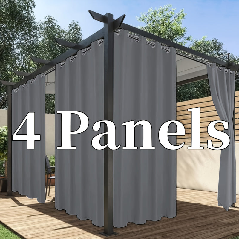 Cortina para patio exterior con 4 paneles, diseño con grommet, protección UV, antióxido, protección solar y privacidad