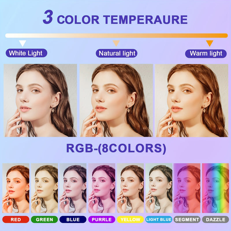 Kit de luz anular RGB ZOMEI de 30.48 cm con trípode de 109.98 cm y barra de extensión de 38.86 cm - Alimentación por USB, acabado metálico esmerilado para fotografía, grabación de video, transmisión en vivo y juegos