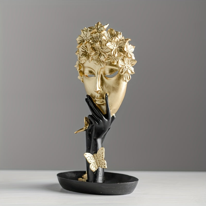 Escultura de Arte Abstracto Elegante - Acabado Dorado, Perfecta para Sala de Estar, Decoración de Oficina, Mueble de Vinos y Exhibición de Entrada