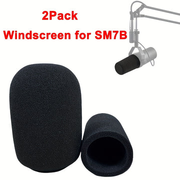 2 piezas de parabrisas de micrófono para Shure SM7B, cubierta de espuma de conector XLR, filtro antipop de reducción de ruido, accesorios de micrófono, negro, sin batería requerida para Shure SM7B