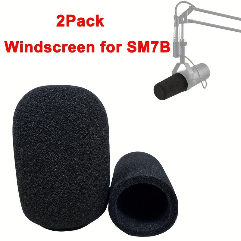 2 piezas de parabrisas de micrófono para Shure SM7B, cubierta de espuma de conector XLR, filtro antipop de reducción de ruido, accesorios de micrófono, negro, sin batería requerida para Shure SM7B