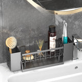 Estantería de Cocina Multifuncional y Compacta con Diseño Autodrenante, Portapalillos, Cuchillo, Tenedor, Cuchara y Toallero, Ideal para Barcos y Yates, 33.5 x 7.8 x 10.5cm, Construcción Metálica Negra, Almacenamiento en la Cocina del Barco | Elegante Es