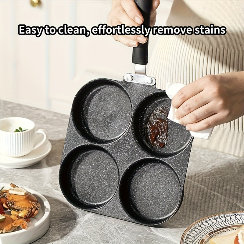 1 Sartén de hierro fundido antiadherente para tortilla, panqueques y hamburguesas, apta para estufas de gas y eléctricas, diseño de múltiples quemadores, herramienta ideal para el desayuno en la cocina, olla de cocina moderna y elegante.