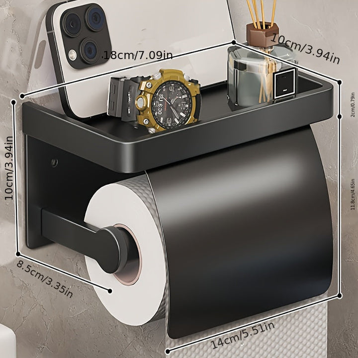 Papel Higiénico Montado en la Pared, 1 ud Portarrollos de Papel Higiénico Montado en la Pared Con Estante, Estante de Almacenamiento de Papel Higiénico, Accesorios de Baño, Almacenamiento y Organización de Baño