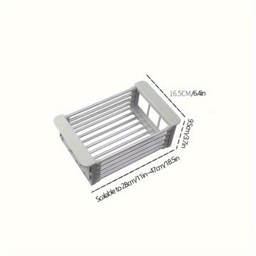 Rejilla para Secar Platos de Acero Inoxidable Expansible sobre el Fregadero, Cesta de Escorrentía Multifuncional Ajustable para Frutas y Verduras, Organizador Plegable para Lavado y Almacenamiento con Acabado Pulido, Estante para Secar Platos