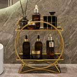 Organizador de baño de doble nivel DONGZHANGGUI con base de orejas de gato elegante - Elegantes estantes de metal para cosméticos, cuidado de la piel y perfumes - Acabado de laca, ideal para un baño moderno, organizadores y almacenamiento de baño.