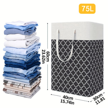 1pc Cesto de Ropa 75L Grande con Asas Extensibles, Cubierta de Tela, Cesto Plegable Alto para Ropa Sucia, Organizador de Lavandería, Bolsa de Almacenamiento para Juguetes, Accesorios para Dormitorio, Baño, Hogar y Familia, Accesorios para Lavandería, Col