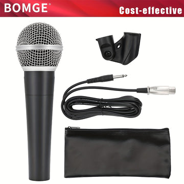 Micrófono inalámbrico Bomge SM58 profesional de metal con forma de corazón, dinámico y acústico, para uso en vivo, adecuado para actuaciones en escena, grabación de DJ, actuaciones vocales y transmisión en vivo, con conectores XLR de 3 metros y 6,35 mm.