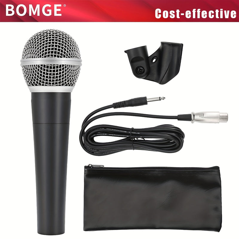 Micrófono inalámbrico Bomge SM58 profesional de metal con forma de corazón, dinámico y acústico, para uso en vivo, adecuado para actuaciones en escena, grabación de DJ, actuaciones vocales y transmisión en vivo, con conectores XLR de 3 metros y 6,35 mm.