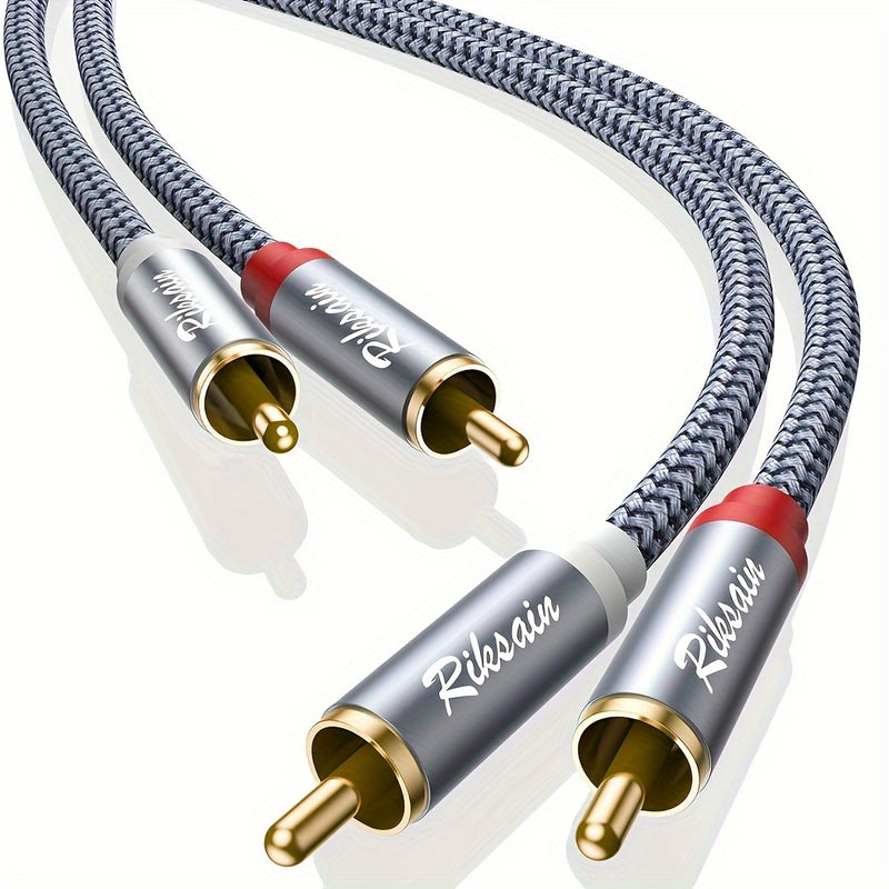 Cable de Audio Chapado en Oro para Transmisión de Música Sin Pérdidas - Conector de Sonido Trenzado de Nylon de Alta Fidelidad 2RCA Macho a Macho con Baja Interferencia, Adecuado para DVD, TV, Cine en Casa, Juegos, Altavoces