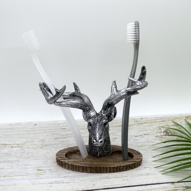1pc Soporte para cepillos de dientes decorativo de ciervo - Organiza tu baño con estilo, decoración del hogar, muebles para el hogar