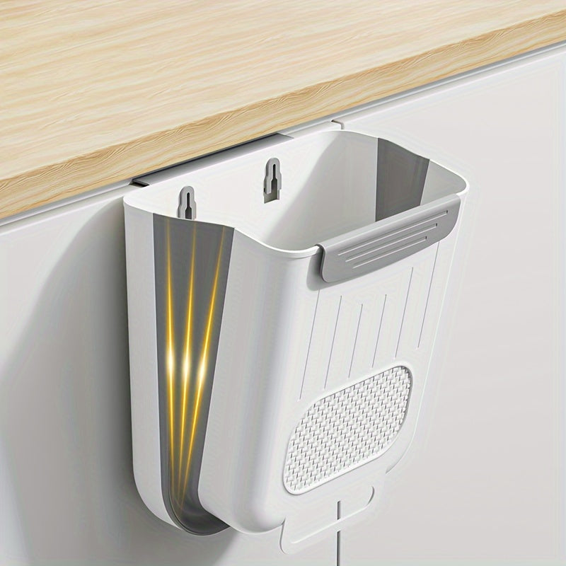 Organizador de basura de cocina plegable de plástico - Bote de basura para colgar en pared o puerta de gabinete con diseño perforado para drenaje fácil, solución de almacenamiento que ahorra espacio, función Easyhang, organizadores y almacenamiento para