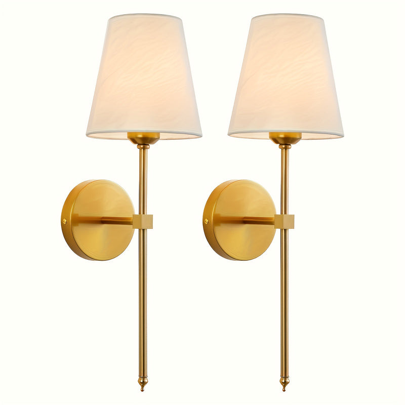 2 Piezas de Aplique Moderno Retro Industrial, Pantalla de Tela Blanca para Baño, Apto para Dormitorio, Mesita de Noche, Sala, Pasillo, Cafetería y Otros Espacios Comerciales, Bombilla no Incluida E26