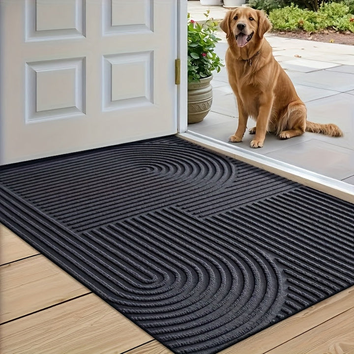 1 alfombra moderna geométrica para entrada - Rayada, antideslizante, liviana, lavable en lavadora, fibra de poliéster, ideal para decoración del hogar, patio y regalos navideños, alfombra para exterior, diseño moderno