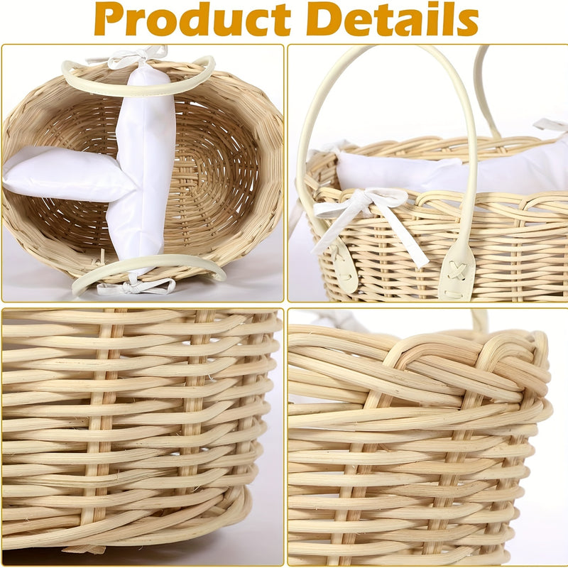 Organizador de cesta de pañales de madera dura tejida a mano con divisor extraíble y asas, cesta de almacenamiento portátil para niños y niñas recién nacidos, material de tablero artificial, regalo ideal para baby shower