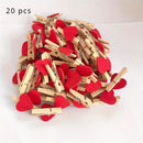 20 piezas de pinzas de madera con corazones, minipinzas para ropa, broches naturales para manualidades de boda DIY, adornos lindos para fiestas, colgar fotos y ropa