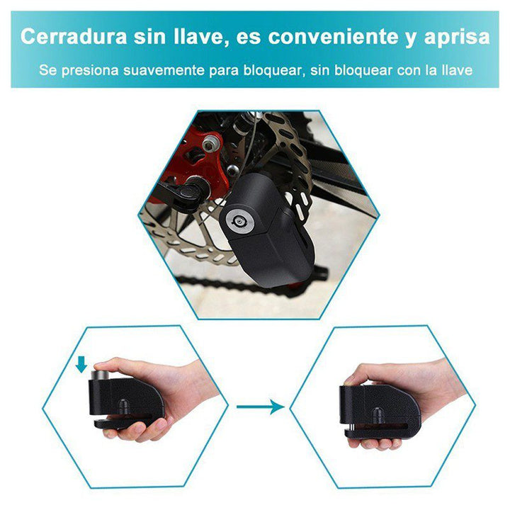 Candado Freno De Disco Con Alarma 110 dB Para Moto Bicicleta RF 303