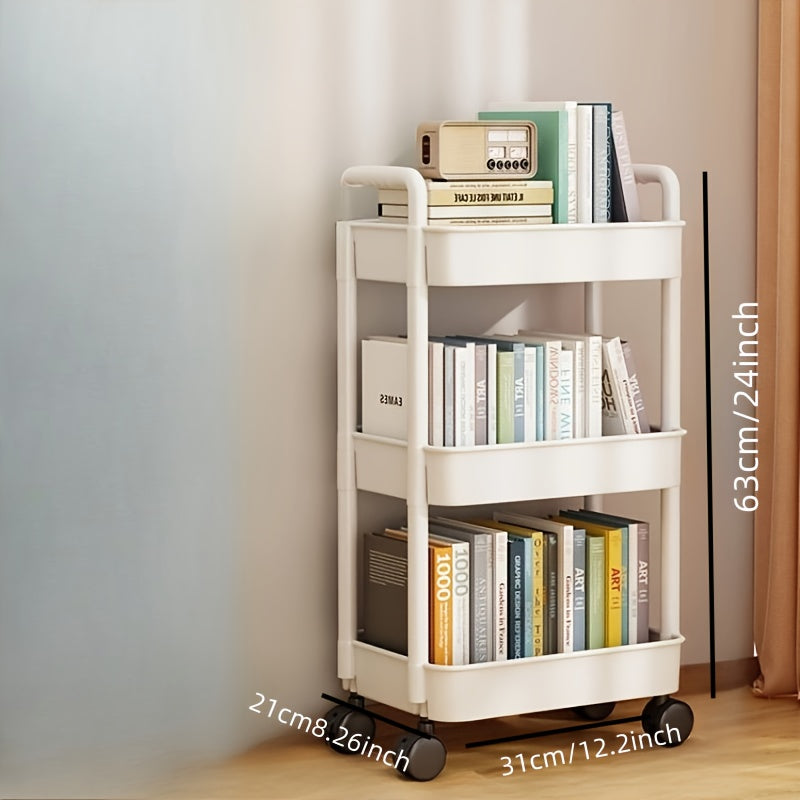 Carro de almacenamiento de varios niveles - Plástico duradero, fácil de mover, perfecto para cocina, baño, dormitorio - Blanco, almacena 25 productos para el hogar