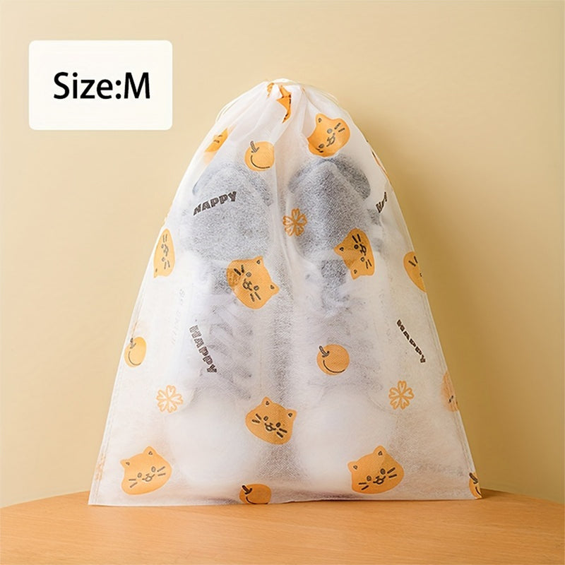 10 piezas de bolsas de almacenamiento de zapatos HEART LEAF - Pruebas de polvo, pruebas de polilla y organizador de tejido no tejido para zapatos pequeños y grandes, transparentes con cierre de cordón, mantienen tu gabinete de zapatos organizado y elegan