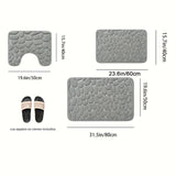 Juego de 1/3 tapetes para baño suaves y absorbentes, con alfombras antideslizantes, tapete contorneado en forma de U y cubierta para tapa de inodoro, superficie con relieve floral, respaldo antideslizante, absorbente de agua, lavable a máquina, ideal par