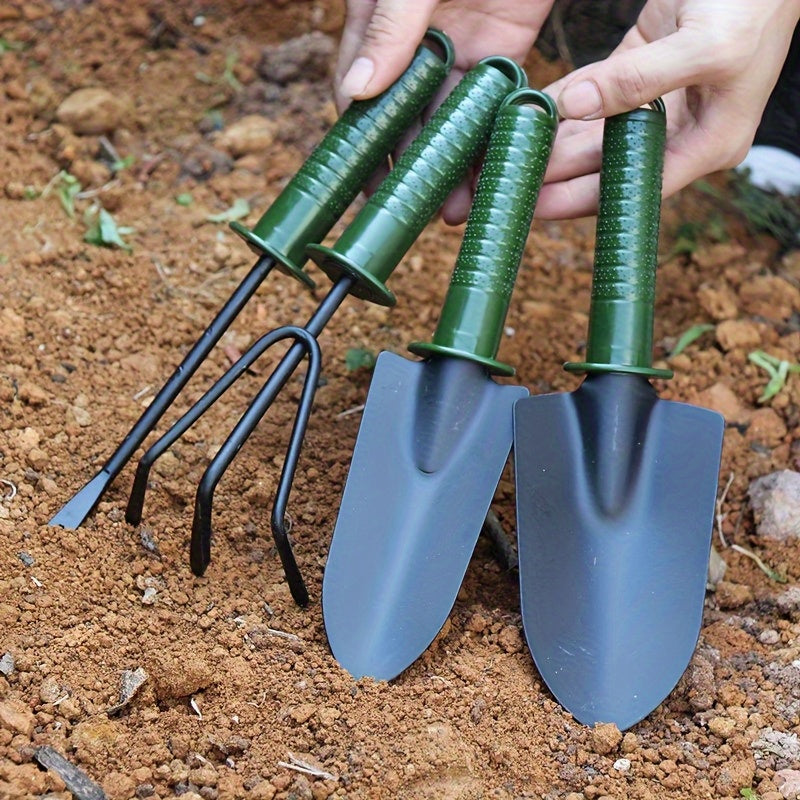 Juego de 4 piezas de herramientas de cuidado de jardín, herramientas de jardinería multifuncionales para plantar y plantas en macetas, kit esencial para entusiastas de jardinería.