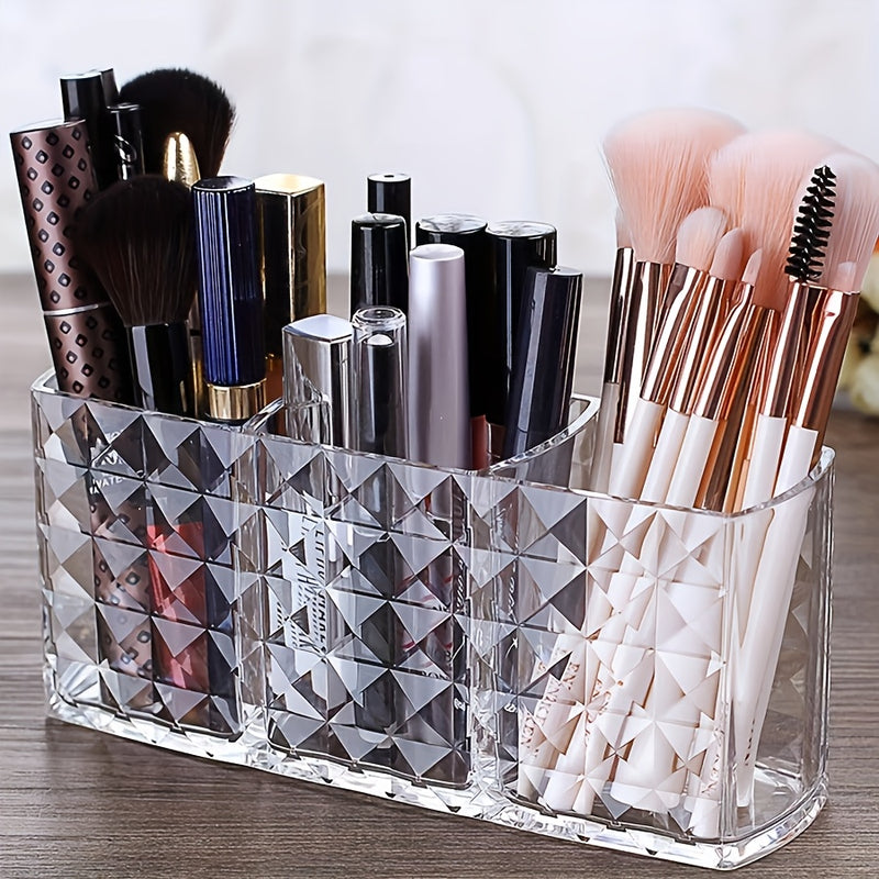 Organizador de cosméticos independiente, soporte de almacenamiento de maquillaje de plástico duradero, multifuncional, no necesita electricidad, para la organización del baño y el hogar.