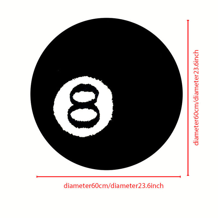 Alfombra de Área con Diseño de Bola de Billar N.º 8 Festiva - Suave, Esponjosa, Amigable con la Piel con Base Antideslizante, Perfecta para Decoración de Dormitorio, Poliéster, Lavable a Máquina