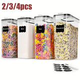 2/3/4 piezas, juego de contenedores de almacenamiento de cereales, grandes, herméticos, para almacenamiento de alimentos en la cocina y la despensa, juego de contenedores de almacenamiento de cereales para crujir, sin BPA, dispensadores, THELiFE
