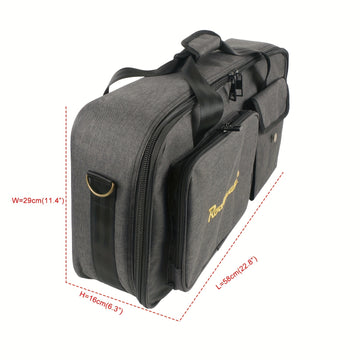 Estuche Profesional Portátil Multi-Efecto para Pedales - Bolsa Resistente Gris para Controladores DJ y Equipos con Múltiples Compartimentos, Costuras Reforzadas, Cremalleras Doradas y Asas Ergonómicas para Músicos, Uso en Directos y Estudio, Funda para P