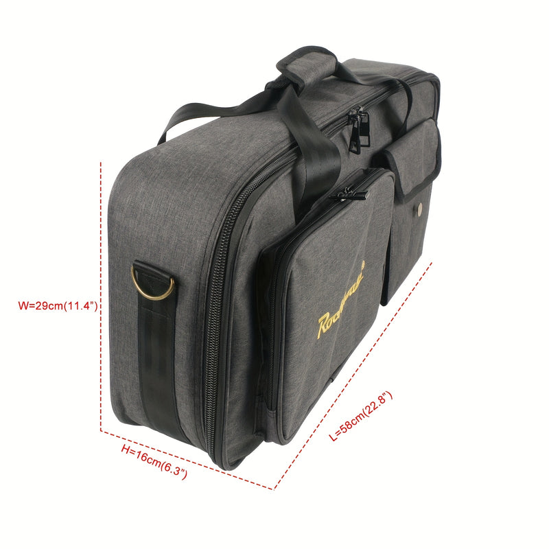 Estuche Profesional Portátil Multi-Efecto para Pedales - Bolsa Resistente Gris para Controladores DJ y Equipos con Múltiples Compartimentos, Costuras Reforzadas, Cremalleras Doradas y Asas Ergonómicas para Músicos, Uso en Directos y Estudio, Funda para P