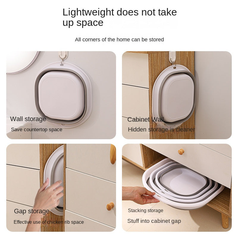 Fregadero plegable multifuncional - Ideal para lavar el cabello y la cara, limpiar ropa interior y remojar los pies - Diseño ahorrador de espacio con función de colgar fácil, adecuado para el baño, sala de estar y uso de baño, equipo de acampada al aire
